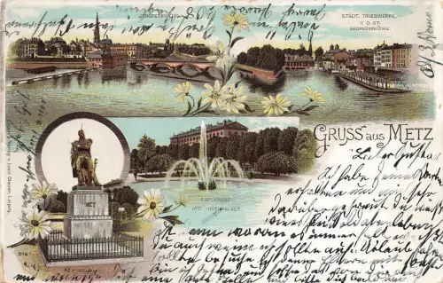 AK Metz Esplanade Justizpalast Denkmal Frankreich 1904 gelaufen Postkarte Litho