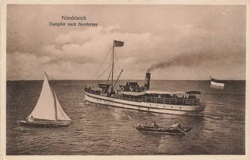AK Norddeich Dampfer nach Norderney Schiffe Niedersachsen ungelaufen Postkarte