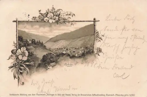 AK Ruhla Thüringer Wald Landschaft Thüringen 1897 gelaufen Postkarte