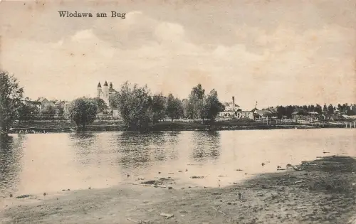 AK Wlodawa Fluss Bug Woiwoodschaft Lublin Polen 1915 gelaufen Feldpostkarte