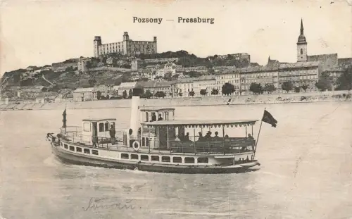 AK Bratislava Pressburg Donaudampfer Burg Slowakei 1915 gelaufen Feldpostkarte