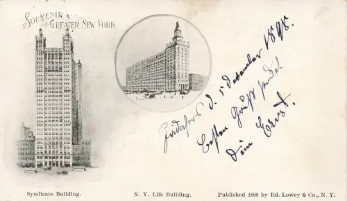 AK New York Syndicate Building New York Life Building USA 1898 Postkarte