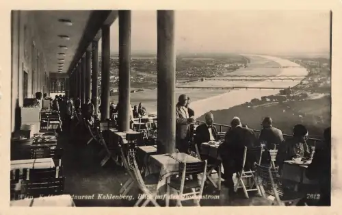 AK Wien Kaffee Restaurant Kahlenberg Donaustrom Österreich 1942 Postkarte