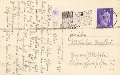 AK Wien Kaffee Restaurant Kahlenberg Donaustrom Österreich 1942 Postkarte