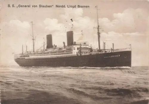 AK S.S General von Steuben Norddeutscher Lloyd Bremen 1933 gelaufen