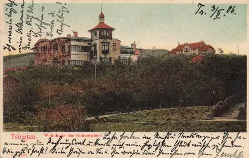 AK Tsingtau 青岛 市 Wohnhaus des Gouverneurs Kiautschou China 1906