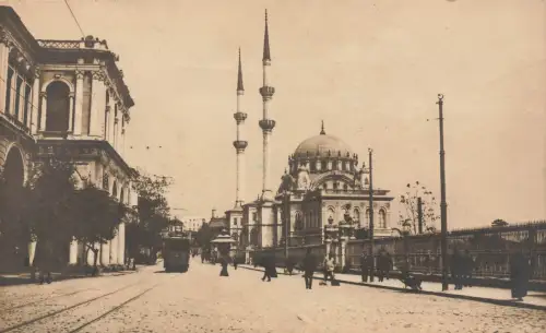 AK Konstantinopel Moschee Tophane Straßenbahn Istanbul 1926 gelaufen Postkarte