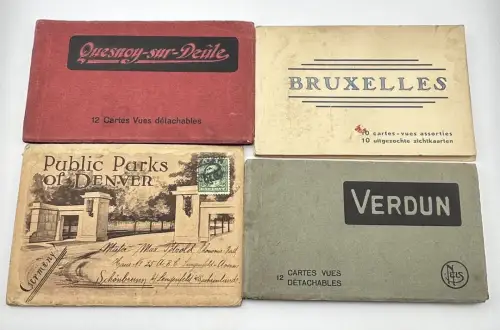 Konvolut 4 x AK Leporello Denver, Verdun, sur Deule, Bruxelles um 1900