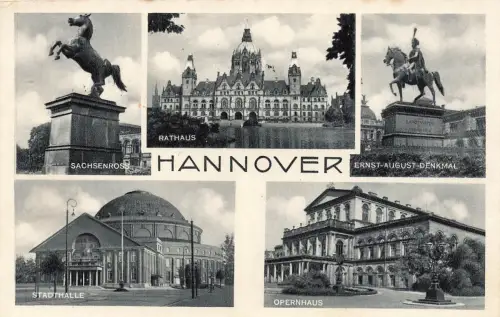 AK Hannover Rahaus Stadthalle Opernhaus Niedersachsen 1939 gelaufen Postkarte