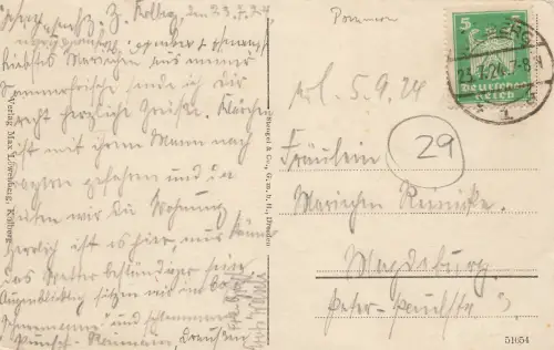 AK Kolberg Kołobrzeg Ostsee Steg Pommern 1924 gelaufen Postkarte