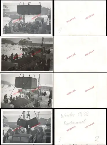 4x Fotos deutsche Soldaten beim Kohlentransport LKW Bahnhof Dortmund