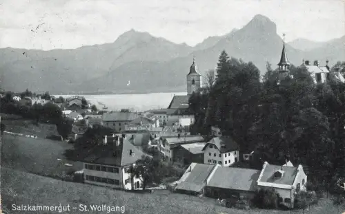AK St. Wolfgang Salzkammergut Dorfansicht Kirche Österreich 1928 Postkarte