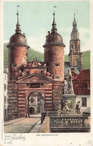 AK Heidelberg Brückenthor Baden-Württemberg ungelaufen Postkarte