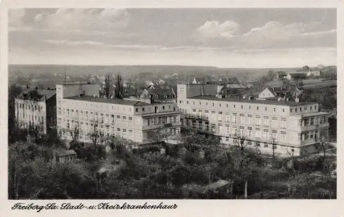 AK Freiberg Stadt - u. Kreiskrankenhaus Sachsen ungelaufen Postkarte