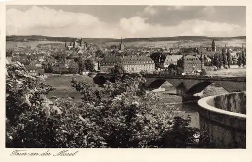 AK Trier an der Mosel Stadtpanorama Rheinland-Pfalz 1938 gelaufen Postkarte