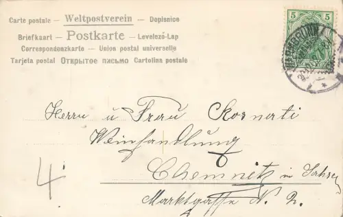 AK Neujahr Viel glück zum neuen Jahre Blumen Schleifen 1902 geprägt Postkarte