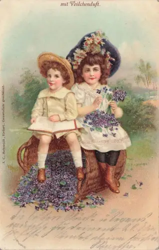 AK Duft Mädchen Veilchen Veilchenduft 1903 Postkarte