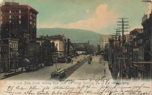 AK Reading Penn Street Straßenbahn USA 1906 Postkarte