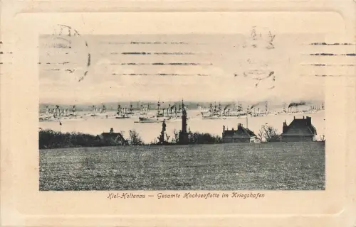 AK Kiel Holtenau Hochseeflotte Kriegshafen Schleswig-Holstein 1915 Postkarte