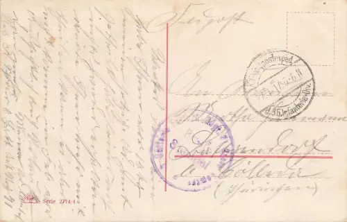 AK 1.WK Wir von der Artillerie Soldaten Frau Reichsfahne 1917 Patriotika