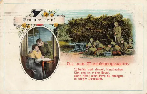 AK 1.WK Die vom Maschinengewehre Soldaten Frau Spruchkarte 1917 Patriotika