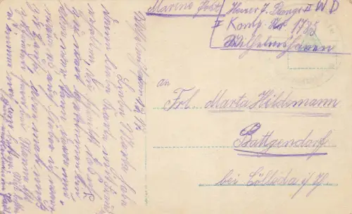 AK 1.WK Seemannslos Matrose Frau Marine 1917 gelaufen Patriotika Postkarte