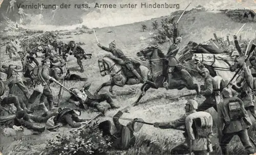 AK 1.WK Kampf gegen die russische Armee Soldaten 1915 Patriotika Postkarte