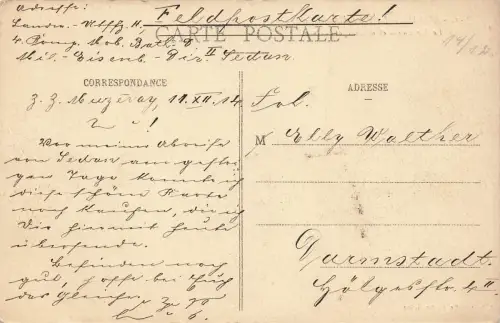 AK Sedan Place d'Alsace-Lorraine College Turenne Frankreich 1914 Feldpost