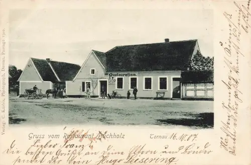 AK Tornau Restaurant Buchholz Sachsen-Anhalt 1907 gelaufen Postkarte