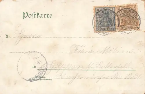 AK Alsleben Gasthof zur Sonne Stadtpanorama Sachsen-Anhalt 1904 Postkarte