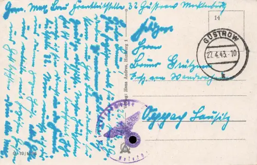 AK Güstrow Spielwaren Feinkost Kirche Mecklenburg-Vorpommern 1943 Postkarte