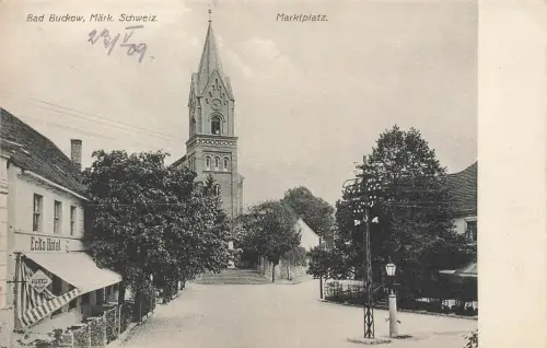 AK Bad Buckow Marktplatz Ecks Hotel Märk. Schweiz Brandenburg Postkarte