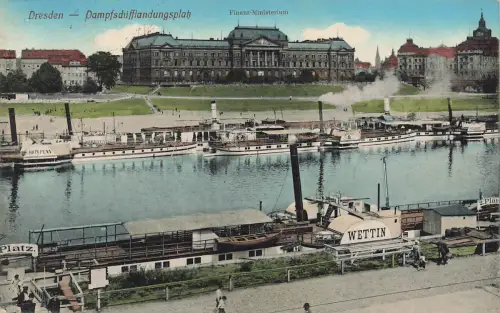 AK Dresden Dampfschifflandungsplatz Finanz Ministerium Sachsen 1915 Postkarte