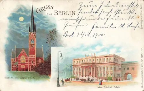 AK Berlin Kaiser Friedrich Gedächtnis Kirche Palais Berlin 1900 Postkarte