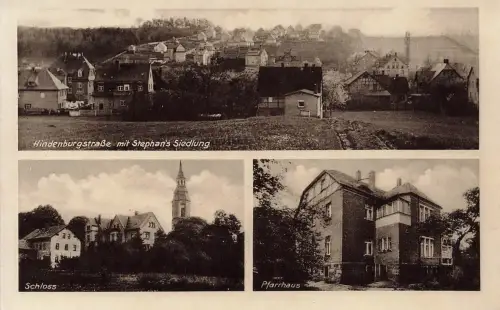 AK Thurm Pfarrhaus Hindenburgstraße Schloss Sachsen 1944 Postkarte