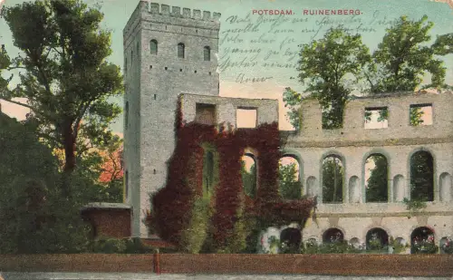 AK Potsdam Ruinenburg Brandenburg gelaufen Postkarte