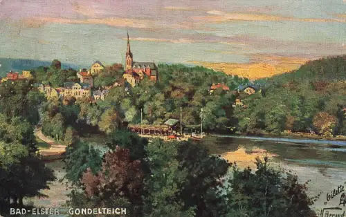 AK Bad Elster Gondelteich Sachsen 1915 gelaufen Postkarte