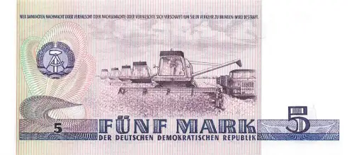 DDR Banknote 5 Mark 1975 Thomas Müntzer Ro: 361 KASSENFRISCH / UNC