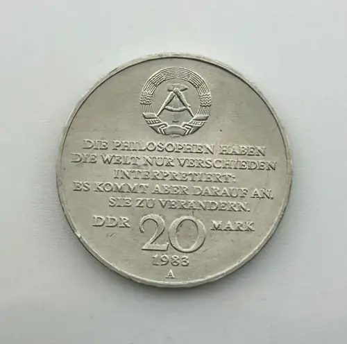 DDR 20 Mark Karl Marx 1983 Gedenkmünze