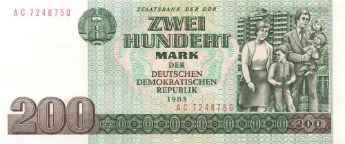 Orig. DDR Banknote 200 Mark 1985 Ro. 364a Kassenfrisch / UNC