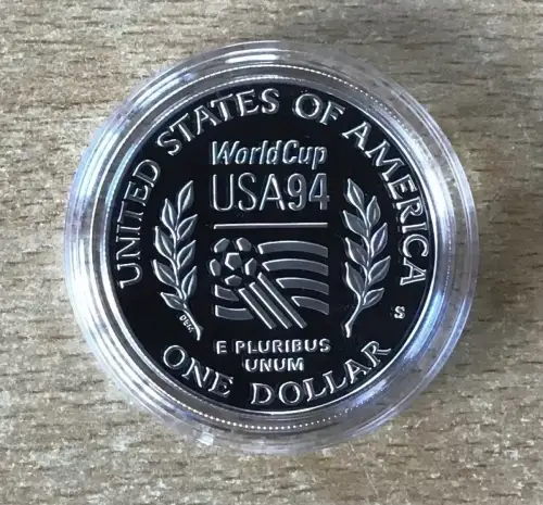 USA 1 Dollar 1994 Zweikampf Fußball PP Silbermünze Mit Zertifikat