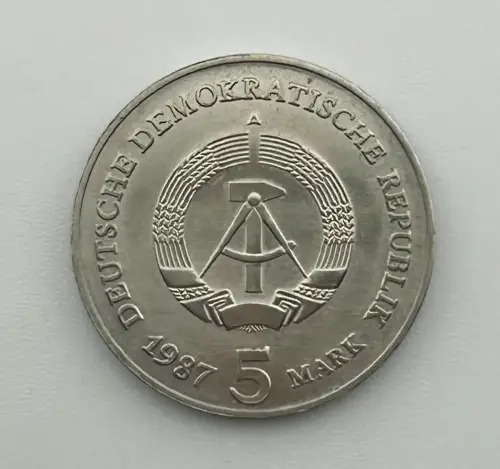 DDR 5 Mark Gedenkmünze "Brandenburger Tor Berlin" 1987