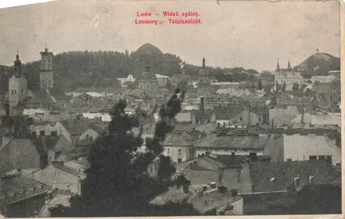 AK Lemberg Lwiw Stadtpanorama Kirche Ukraine 1915 gelaufen Feldpostkarte