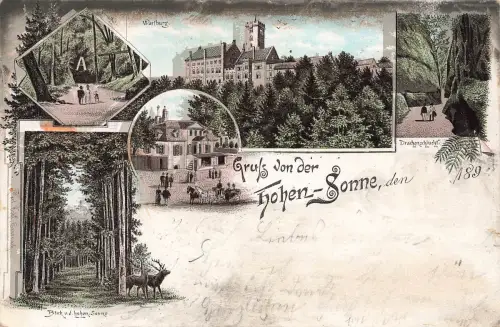AK Eisenach Hohen Sonne Wartburg Drachenschlucht Thüringen 1894 Postkarte