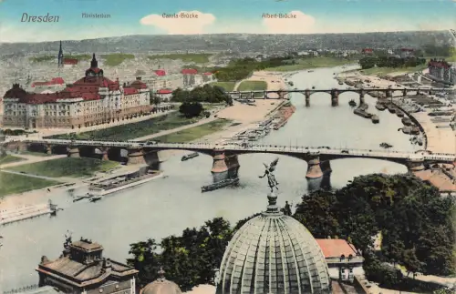 AK Dresden Carola Brücke Albert Brücke Ministerium Sachsen 1915 Feldpostkarte