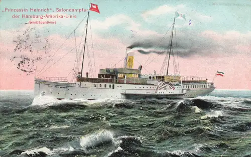AK Salondampfer Prinzessin Heinrich Hamburg-Amerika-Linie 1913 Postkarte