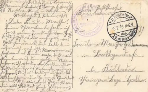 AK 1.WK Dem Kaiser Spruchkarte Wilhelm II Krieg und Sieg 1916 Patriotika