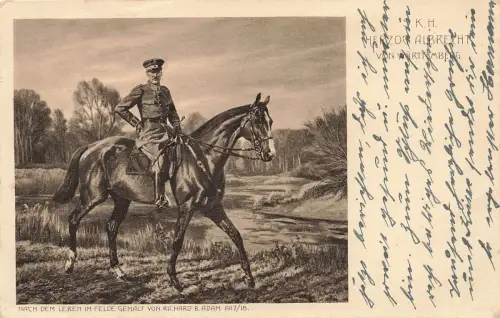 AK 1.WK Herzog Albrecht von Württemberg 1918 gelaufen Patriotika Postkarte