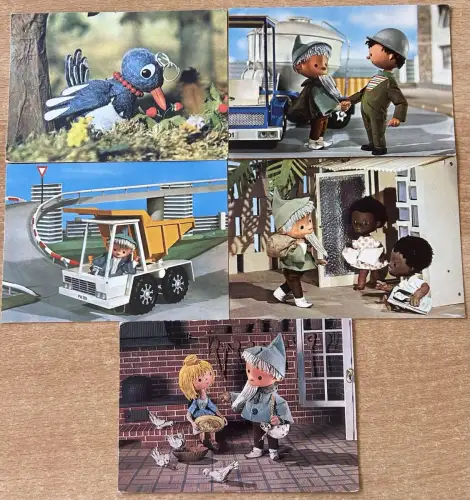 5 x DDR Postkarten Unser Sandmännchen Sandmann Pittiplatsch Schnatterinchen