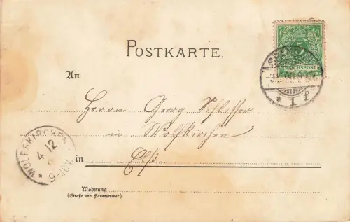 AK 1.WK Spruchkarte Soldat Wachposten Frau 1900 gelaufen Patriotika Postkarte